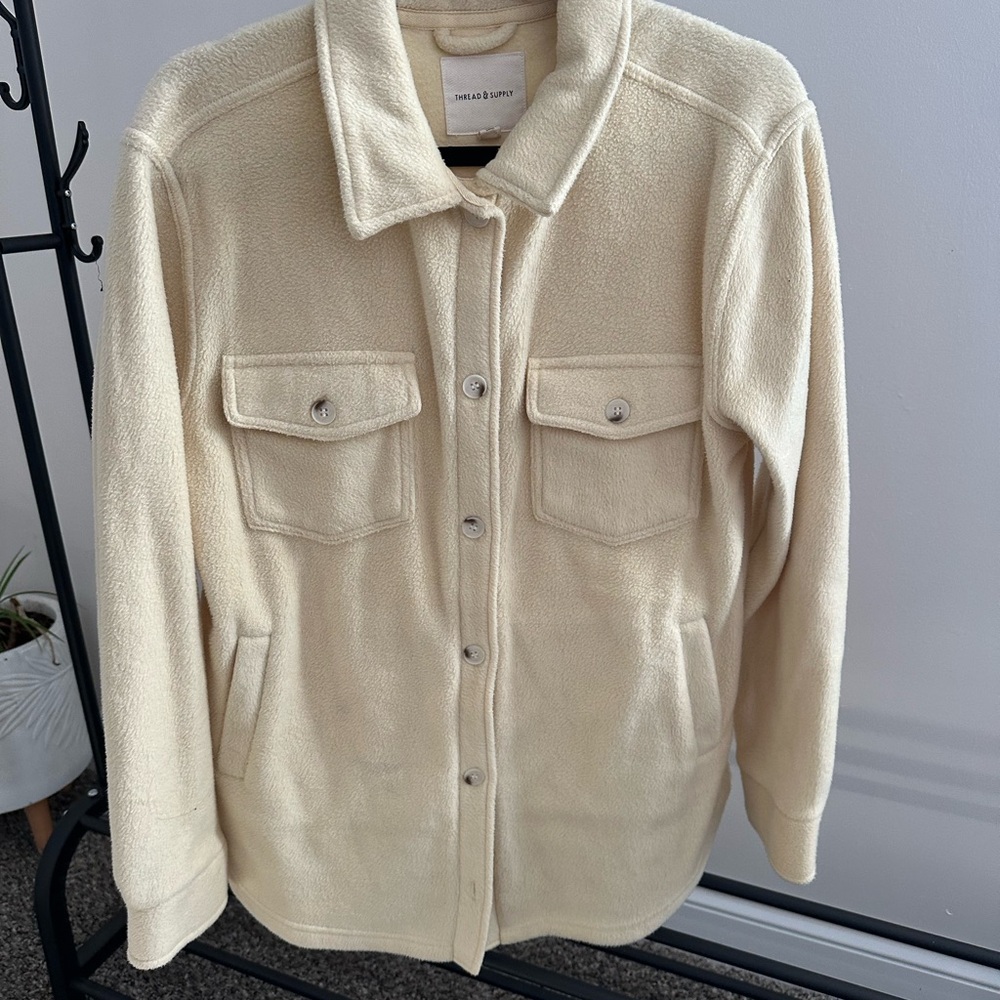 Butter Yellow Fleece Button-Up Jacket